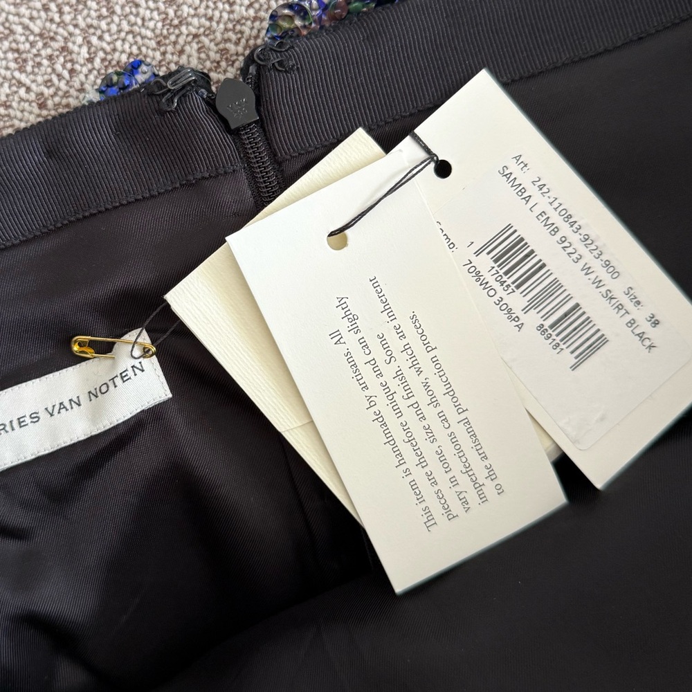 NWT DRIES VAN NOTEN Sequined wool-blend midi skirt $2,135 - Picture 8 of 10